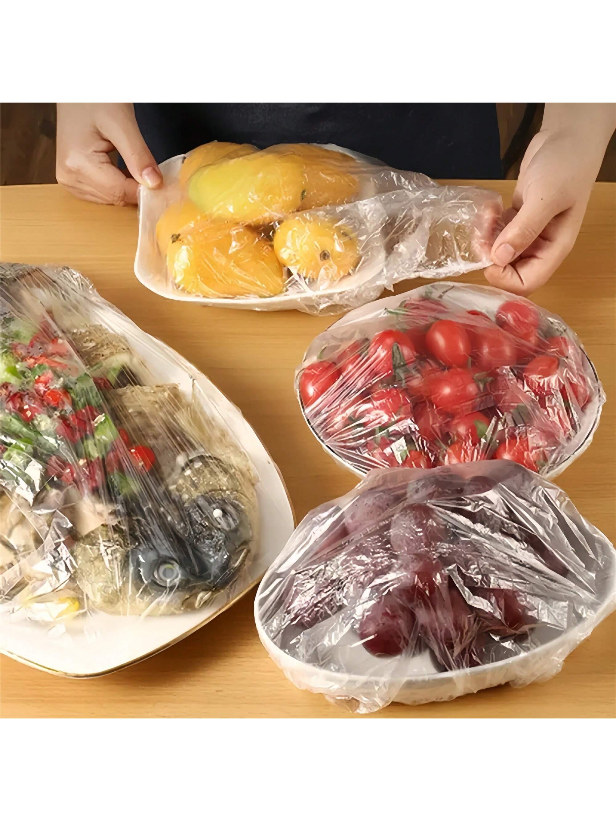 500 قطعة من أغلفة الطعام القابلة للتخلص منها، شفاف...