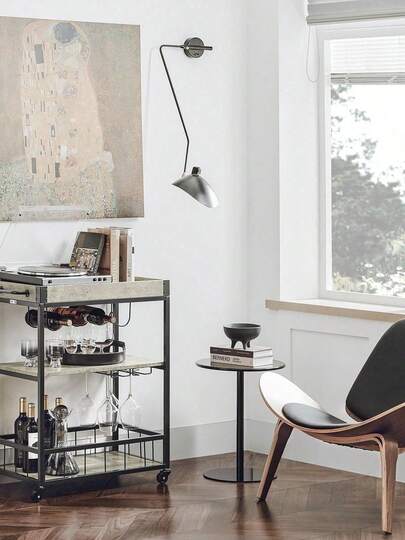 SoBuy FKW56-HG, Modern Design 3 Tiers Kitchen Trolley Serving Trolley With Wine Rack Metal & MDF