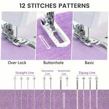 Portable Household Sewing Machine, With 12 Built-In Stitches & Foot Pedal For Sewing Beginners & Amateurs - 查看 5