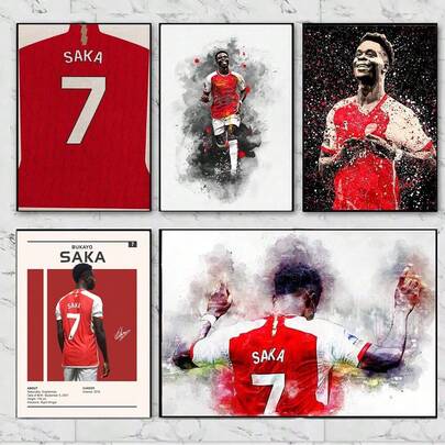 1pc Wall Arts Posters Optional Frame PopBukayo Saka Poster | | Football Prints | Poster | Football Wall Art