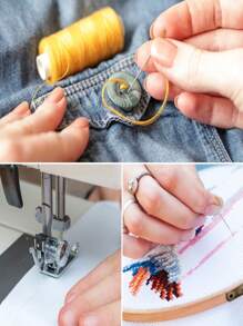 24 Piezas/conjunto De 12 Colores De Hilo Para Coser Con 12 Agujas Doradas De Bordado Para Coser