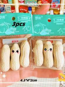 3/6/12 Peanut Erasers, Luxurious Peanut Erasers, Fun Cartoon Student Erasers, Leave No Residue, Flexible. Suitable For Studying, Drawing, And Working. Small Size, Easy To Carry, Easy To Use, Suitable For Office, Party, And Other Small Items, School Supplies, Erasers - Multicolor - View 8