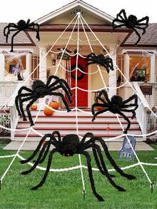 1pc Halloween Giant Spider, 6.56ft Large Foldable Simulated Furry Spider For Wall Decoration, Outdoor Garden Decoration, Halloween Party Decoration, Home Decoration Supplies (Multiple Sizes). Halloween Decor Fall Decor Room Decor - Multicolor - View 3