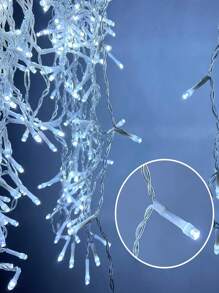 1pc Solar-Powered String Lights, 97/160 LED Solar Icicle String Lights, Outdoor Waterproof Fairy Lights ,Curtain String Light For Garden, Yard, Halloween, Christmas, Thanksgiving, Parties, Camping, Weddings & Birthdays - Waterproof, 8 Flashing Modes