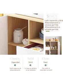 Mueble organizador de cocina minimalista moderno 90cm gabinete amplio color neutro diseño elegante ideal para almacenar utensilios fácil de instalar acabado resistente - tono roble antiguo - Ver 2