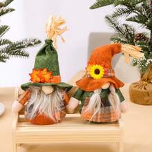 2 Pieces - Thanksgiving Autumn Christmas Halloween Decoration, Harvest Gift Handmade Elf Dwarf Doll, Suitable For Home Kitchen Farmhouse Layered Tray Holiday Festival Party