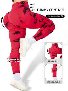 Plus Size Women Seamless High-Waisted Yoga Pants, Oversized Yoga Pants Are Very Fat, Can Be Worn With A High Waist And Nude. They Are 9/10 Plus Size Leggings, Yoga Pants And Leggings Yoga Pants Plus Size Plus Size Gym Clothes Tie-Dye - 紅札 - 查看 2
