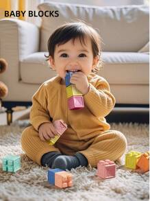 Klocki dla niemowląt, klocki dla maluchów, zabawki do układania i budowania dla niemowląt, 16.08.2024 Miękkie i edukacyjne klocki – cyfry, kształty, klocki na baby shower, kolory, zwierzęta – jeden, dwa, ściśnij – 6 miesięcy +, zabawki do układania dla maluchów w wieku 1-3 lat, losowy kolor