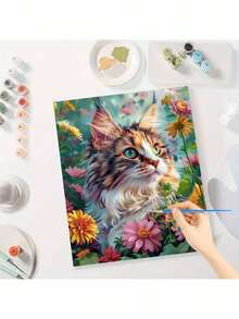 Paint By Number For Adults Beginner, DIY Gift Canvas Painting Kits, Cute Cat Oil Painting Kit, DIY Paint Adult Crafts For Gift Home Wall 16x20inch