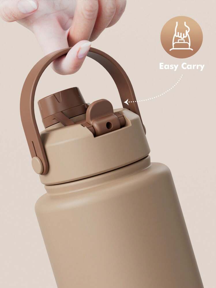 Bouteille d'eau isolée de 40 oz avec couvercle paille 2-en-1, rétention du froid pendant 24 heures, étanche, double paroi en acier inoxydable, convient pour les sports, la remise en forme, les voyages et l'école - Tabac - Voir 5