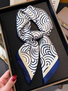 1pc Bandana With Geometric Print, Versatile Headband/Scarf/Neckerchief For Daily Use