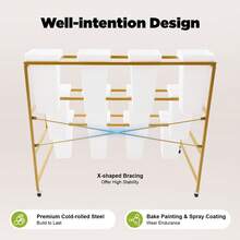 3-Tier Flower Display Stand, Plant Stand Rack, Flower Display Stand With 12 Buckets - Gold+White - View 5