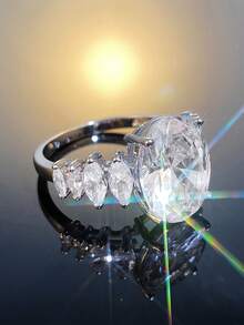 1 Stück romantischer 925 Sterling Silber Kubikzirkonia Ring Hochzeitschmuck für Frauen Edler Schmuck