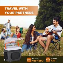 ADVWIN 32 Qt (30L) Electric Car Cooler & Warmer With Pockets, Ice Pack Divider, Removable Lid, Locking Handle, Wheels, Thermoelectric Fridge For Travel Camping Vehicles Truck Home, 12V DC & 120V AC - US A Type Plug(110-127V) - View 8