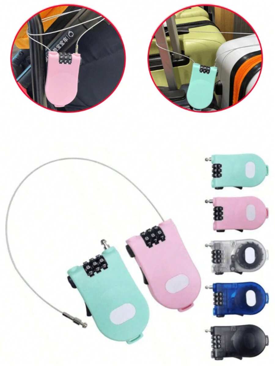 升级版可伸缩钢丝绳缆锁，适用于旅行包、车罩、雪橇和摩托车头盔。 - 彩色 - 查看 1