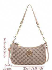 3 Colors Available Minimalist French Crescent Bag, High-Quality Niche Exquisite Crossbody Bag, Niche Letter Print Women's Handbag, M-Shaped Metal Decor, Adjustable Leather Strap, Lightweight Versatile Fashion Shoulder/Underarm Bag For Outing, Shopping, Commuting - Multicolor - View 11