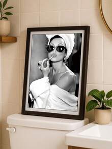 1张复古海报，女性墙面艺术，黑白女孩印花，复古时尚照片，老艺术品，海报，时尚墙面装饰（不含框） - 淺灰色 - 查看 1