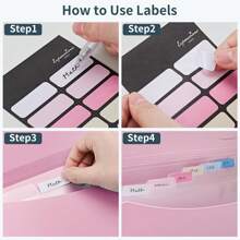 JARLINK Pockets Expanding File Folder, A4 Size Accordion File Folders With 12 Labels, Cute Paper Organizer, Portable Document Organizer Home College School Office Supplies, Macaron Pink