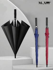 1pc Automatic Open Extra Large Golf Umbrella, Double-Layer Canopy Ventilated Windproof Oversized Straight Handle Rain Umbrella, Waterproof - Multicolor - View 4