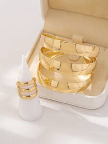 1套时尚不对称手链和1个戒指女士手链套装 - 金黃色 - 查看 4