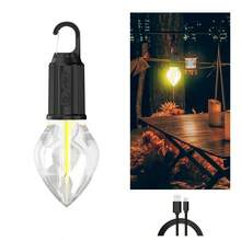 1PC New Portable Camping Lantern – Rechargeable Retro Waterproof LED Tent Light With Hook, Ultra-Light For Outdoor Emergency, Hiking, Ambience (Bulb Style) - Multicolor - View 12
