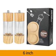 Rosewood Manual Black Pepper Grinder, Sea Salt Grinder, Rosewood Manual Grinder With Transparent Acrylic Pepper Bottle, Adjustable Coarseness Pepper Seasoning Jar, Creative Pepper Grinder, Rama Kitchen Essential, Kitchen Use, High-End Restaurant Supplies, Housewarming Gift, Halloween And Christmas Party Supplies