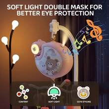 可爱婴儿床挂饰，带遥控器 - 舒缓灯光、旋律、360°轻柔旋转、定时功能和可爱元素 - 彩色 - 查看 3