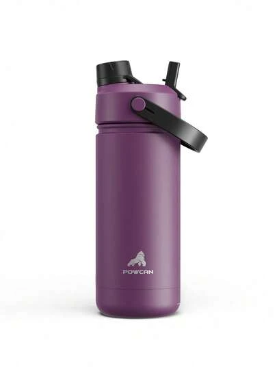 18 oz Insulated Water Bottle with 2-in-1 Straw and Spout Lid, Keep Cold 24H, Leak-Proof, Double Wall Stainless Steel Water Bottle for Sports, Gym, Travel, and School