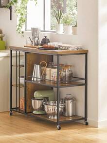 SVW18-F, Serving Trolley Kitchen Trolley Cart Mobile Kitchen Shelf Kitchen Storage Trolley With 5 Shelves - Brown - View 1