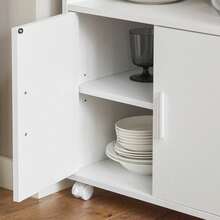 SoBuy FRG241-W, Microwave Shelf, Kitchen Wheeled Storage Trolley, Kitchen Storage Cabinet Cupboard Unit - 白色 - 查看 10