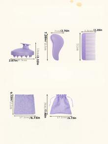 4pcs/Set Wheat Straw Hair Brush Set, Wide Tooth Styling Comb, Silicone Scalp Massage Shampoo Brush