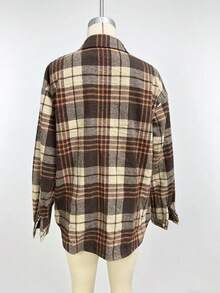 Vintage Brushed Thickened Layered Plaid Shirt, Long Sleeve Top For Spring & Autumn