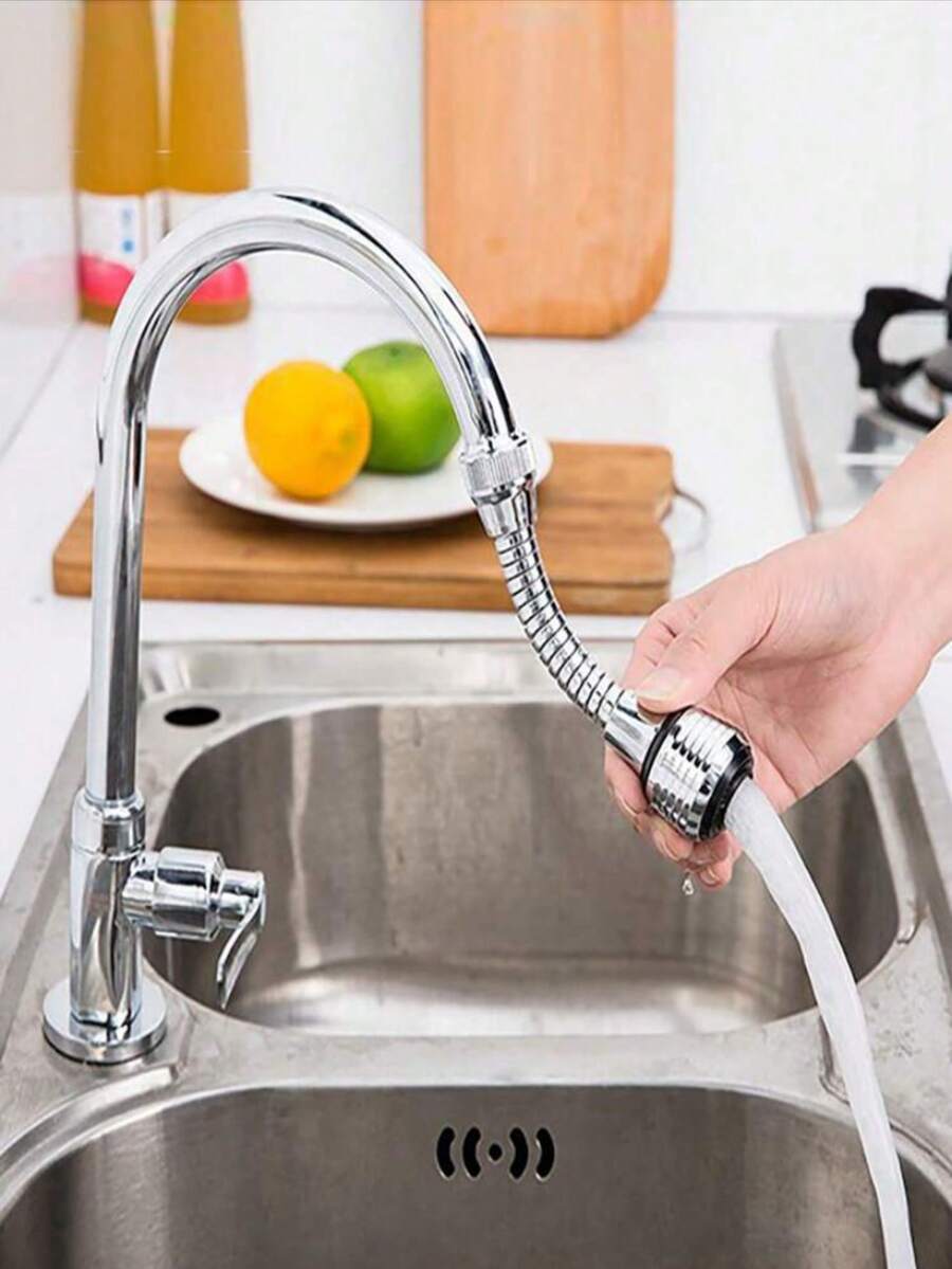 1pc Kitchen Gadgets, 2 Modes 360 Degree Rotating Bubble High Pressure Faucet Extender, Household Goods, Home Kitchen Accessories - Silver - View 1