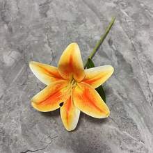 1 件人造百合花茎，简约涤纶假花，适合家居装饰 - 黃色 - 查看 2