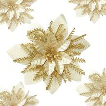 2/10/20 件闪亮圣诞一品红人造花、人造圣诞花束、婚礼圣诞树、新年装饰品 - 含羞草 - 查看 10