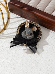 1pc Elegant Rabbit Design Sparkling Accessory, Gold Rhinestone Trim, College Badge Style, Chic Women Brooch Pin, Luxury Jewelry Brooch, Suitable For Dating, Daily Wear Gift - Fashion - View 11