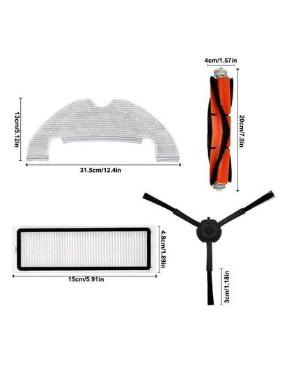 18 Pack Accessories Kit Xiaomi Mi Robot Stofzuiger Mop Ultra STYTJ05ZHM Includes Main Brushes, Side HEPA Filters, Dust Bags, Cloths view 7
