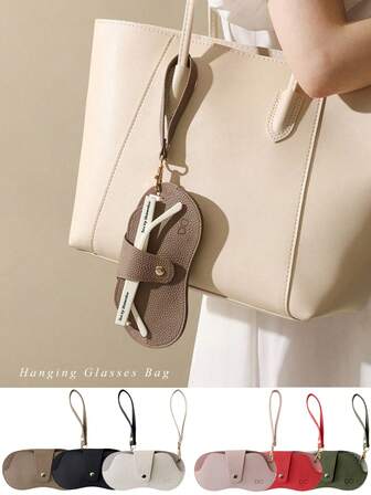 1 pieza Bolsa resistente a la compresión para gafas, bolsa portátil para gafas, bolsa de almacenamiento para gafas de sol y graduadas, bolsa colgante protectora anti-pérdida