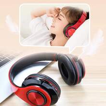 Wireless Noise Reduction Bluetooth Headset, Headphones Bluetooth 5.3 Subwoofer Mobile Computer Game Music Sports Over Ear Earphones, Upgraden Bluetooth Headphones Wtih LED Lights, Portable Folding Headphone Active Noise Canceling Headphones, Wireless Headphones With Deep Bass, USB Rechargeable Wireless Earbuds For Work Sports Game Music - 紅色 - 查看 9
