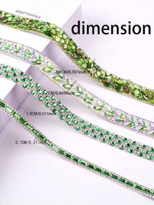 一套包含4种款式和4种尺寸的自粘水钻水晶丝带条,绿色水晶钻石闪亮装饰贴片,适用于DIY手工、婚礼派对装饰、汽车、手机、服装、鞋子配饰、家居装饰,高端时尚。 - 綠色 - 查看 3