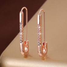 1 Pair Fashion Geometric Design Brooch-Style Earrings With Synthetic Cubic Zirconia Stones, Gift Earrings For Women - Multicolor - View 6