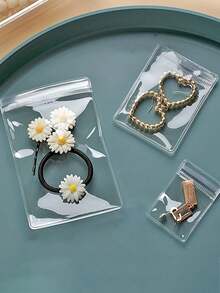 100/30/10pcs Reusable Pvc Dustproof Jewelry Bags, Gradient Color Sealed Jewelry Bags, Suitable For Jewelry, Earrings, Necklaces, Party Packaging.