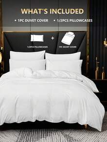 2/3pcs Duvet Cover Set, Bedding, Solid Color Bedding Set, Cozy Room Decoration, Soft And Anti-Pilling Bedding, Comfortable And Breathable Bed Set, Dustproof Duvet Cover Set, 1pc Duvet Cover With 1/2pcs Pillowcases (Without Filler), For Single, Twin, Full, King, Queen Bed Sizes, Suitable For Bedroom, Guest Room, Dormitory, All Seasons, Machine Washable,Fall Decor,Autumn Decor,Room Decor