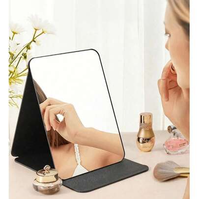 1/3 件便携式可折叠高清化妆镜，带可调节支架，适用于宿舍、客厅、卧室和浴室梳妆镜、便携式桌面梳妆镜、办公桌立镜、手持化妆镜、可调节桌面镜、客厅家居卧室浴室家居装饰、梳妆台浴室配件