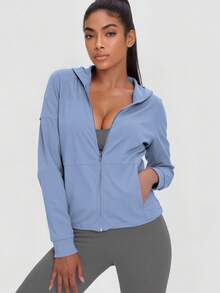 Soyun 女士宽松连帽外套，适合户外活动、旅行、休闲穿着、聚会、办公室、健身房等场合。 - 藍色 - 查看 5