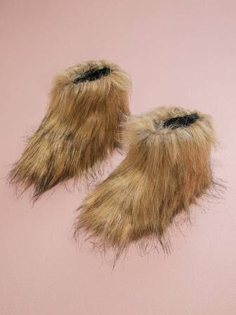 1 Pair Fashionable Faux Fur Elegant & Cute Girl Boots, Comfortable For Autumn/Winter