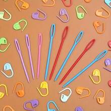 61 Stücke Häkel- und Strickzubehör-Set - Mehrfarbige Patchwork-Maschenmarkierer, Kunststoff-Nähnadeln, für Weben, Nähen und Stricken DIY-Basteleien, inklusive mehrerer Aufbewahrungsboxen