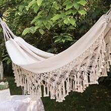 SWRWJ Hamaca para Acampar, Hamaca Portátil para Acampar con Borlas, Hamacas de Camping de Lona para Jardines, Balcón, Aire Libre, Interiores - 1 - Ver 3