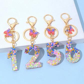 Llavero de resina con números del 0 al 9 de la suerte, 2025 Nuevo colgante de llavero de resina epoxi, regalo de decoración de bolso para mujer