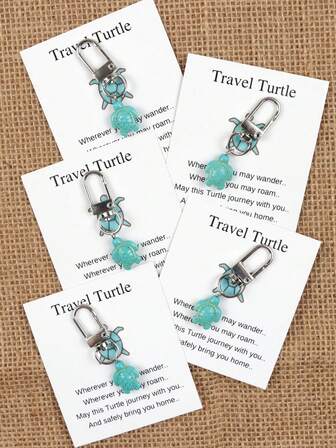 1 件幸运海龟钥匙扣卡，绿松石海龟吊坠，“旅行海龟”创意独特钥匙扣礼物，幸运符，送给朋友的旅行礼物，送给他/她的情人节礼物